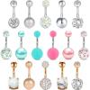 image16Pcs Belly Button Rings Surgical Steel Belly Ring Navel Rings Belly Piercing Naval Piercing Jewelry