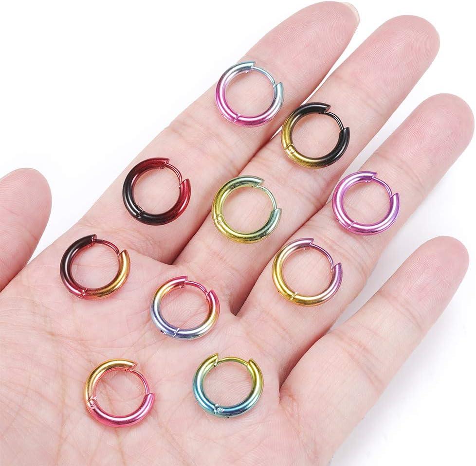 image1 Pair Mix Color Hoop Earrings for Women Surgical Stainless Steel Huggie Earrings for Men Hypoallergenic Mens Earrings Cartilage