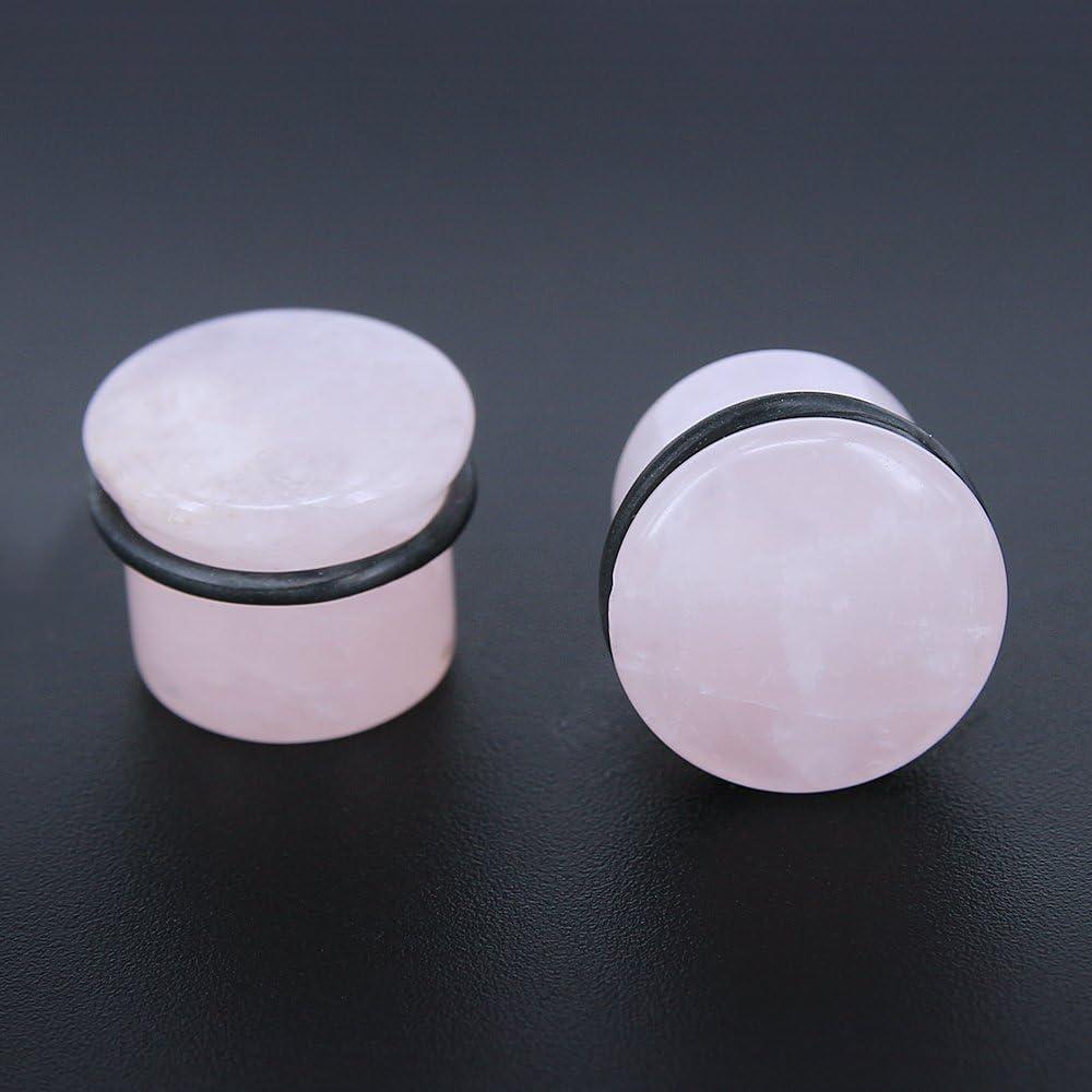 image4 Pairs 4g1116 Mixed Natural Stone Ear Plugs Gauges Single Flared Stretchers Expander with Silicone ORings