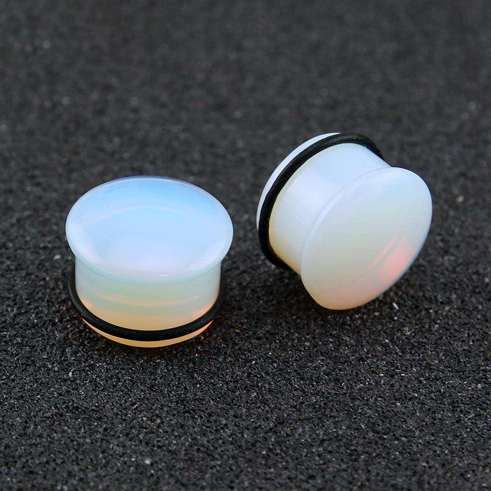 image4 Pairs 4g1116 Mixed Natural Stone Ear Plugs Gauges Single Flared Stretchers Expander with Silicone ORings