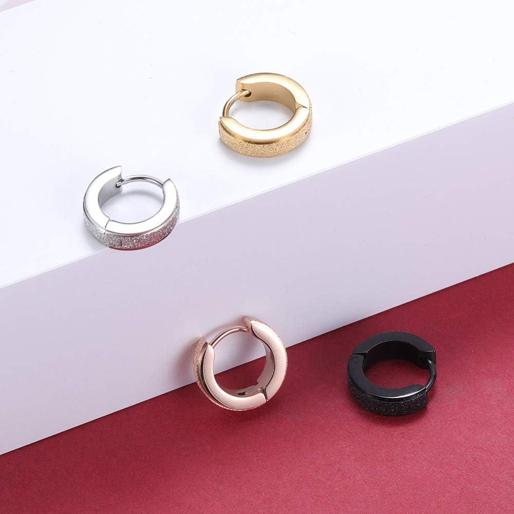 image4 Pairs Surgical Steel Huggie Hoop Mens Earrings Cartilage Hypoallergenic Earrings Small Hoop Earrings Set for Men Women
