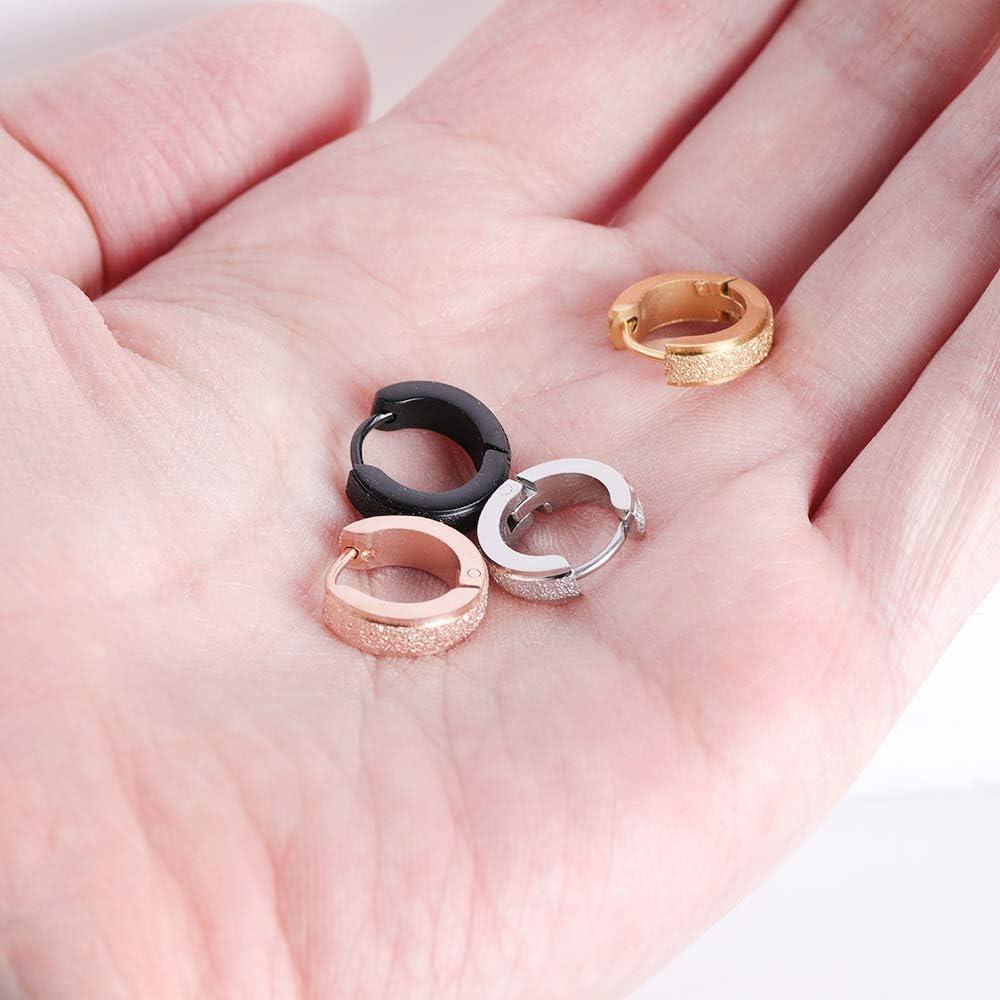 image4 Pairs Surgical Steel Huggie Hoop Mens Earrings Cartilage Hypoallergenic Earrings Small Hoop Earrings Set for Men Women
