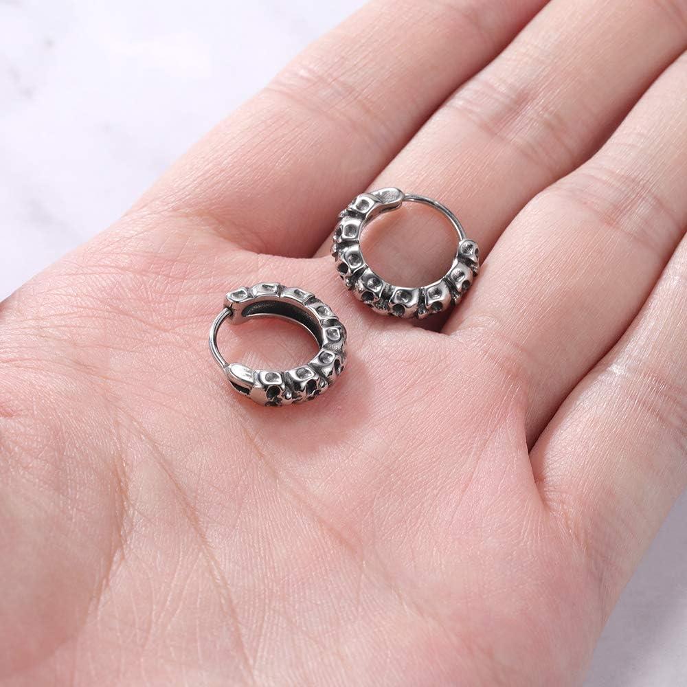 imageGothic Skull Hoop Earring Small Stainless Steel Punk Rock huggie Earrings for Men Vintage Jewelry20
