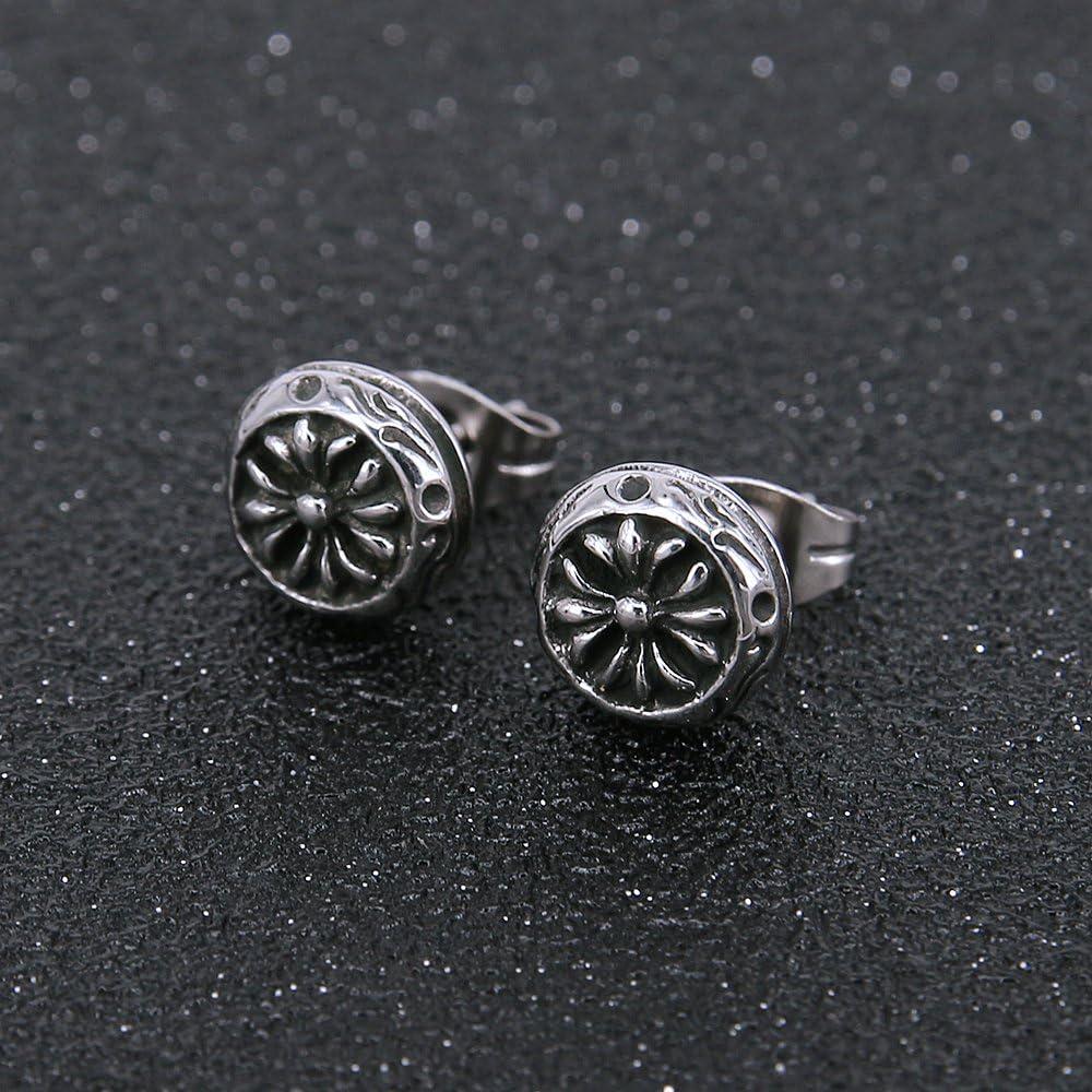 imageMultiple Retro Punk Earrings Shield Skull Shaped Stainless Steel Stud Earrings for Men Women3