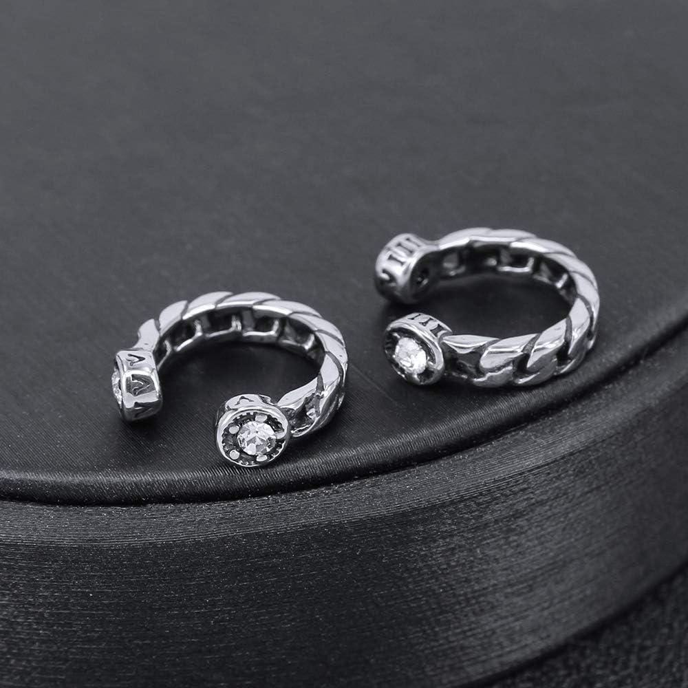 imagePunk Stainless Steel CZ Crystal Helix Cartilage Clip On Earrings Non Piercing Ear Cuffs Earrings for Women Black