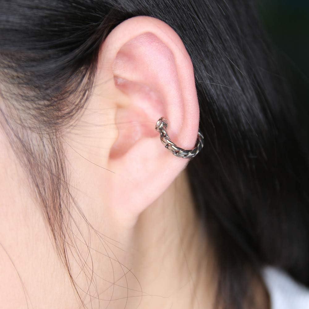 imagePunk Stainless Steel CZ Crystal Helix Cartilage Clip On Earrings Non Piercing Ear Cuffs Earrings for Women Black