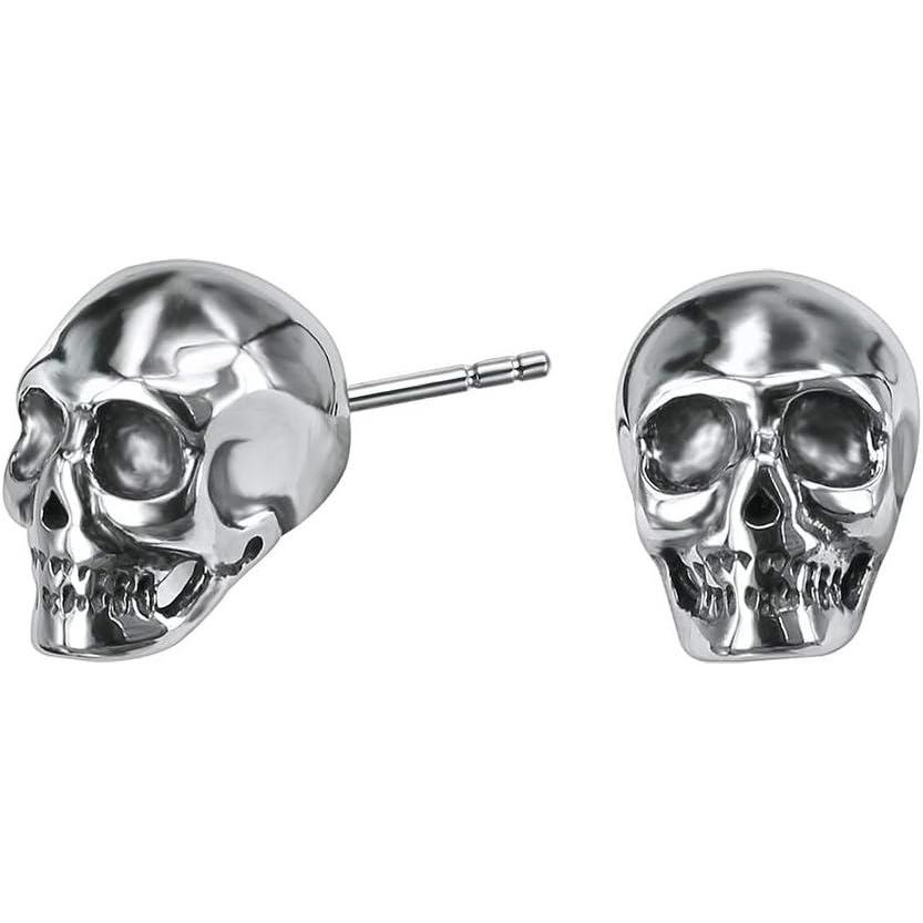 image18G Punk Tiny Spider CZ Stud Earrings Ghost Crown Surgical Stainless Steel Earrings for Women Girls