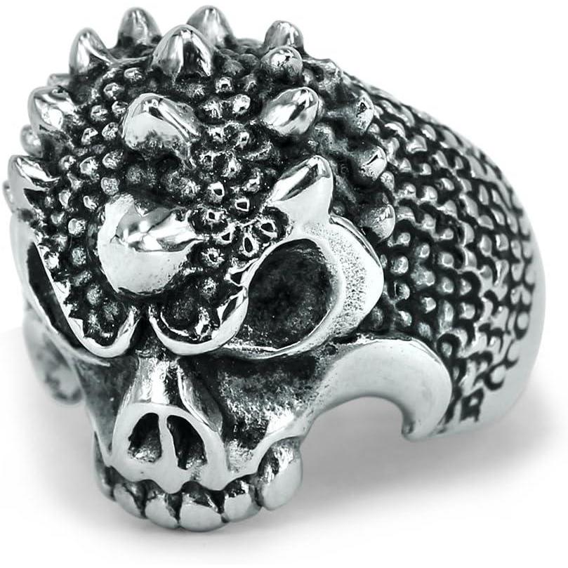 image316L Stainless Steel Mens Cool Rivets Skull Head Ring Black Tattoo Gothic Punk Ring for Men Size 18mm 8