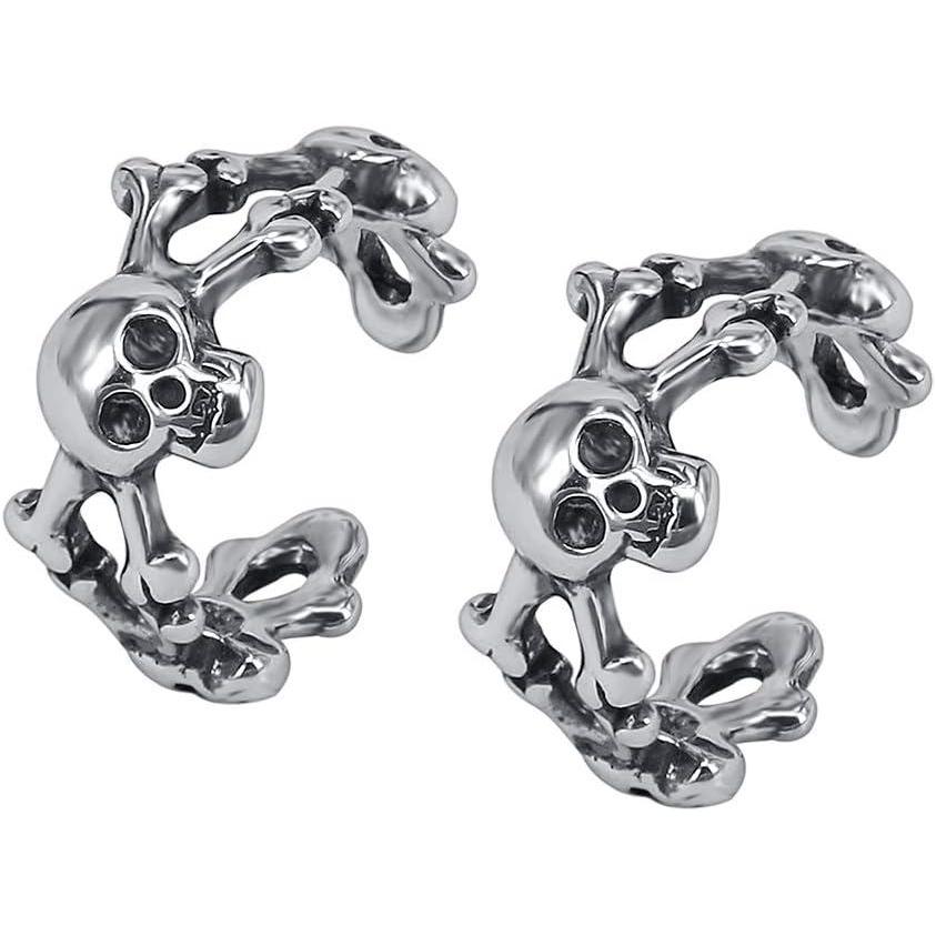 imagePunk Stainless Steel Skull Star Helix Clip On Earrings Ear Cuffs Ear Wraps Non Piercing Earrings for Women 3