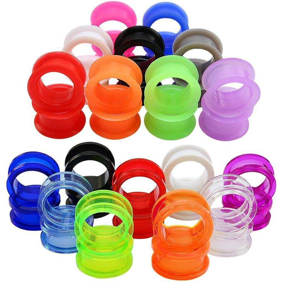 imagePunkTracker 18 Pairs 8g1 UV Acrylic Screw Fit Ear Tunnels ampamp Thick Silicone Double Flared Ear Gauge Plugs PiercingGauge4g5mm