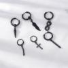 12 Pcs Dangle Cross Earrings for Men Surgical Steel Earrings Sets Dangling Chain Hypoallergenic Earrings Hoops(Black Earrings B)