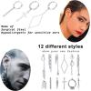 12 Pcs Dangle Cross Earrings for Men Surgical Steel Earrings Sets Dangling Chain Hypoallergenic Earrings Hoops(Silver)