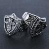 316L Surgical Steel Shield Carved Cross Round Ring White/Blake Cubic Zircon Gothic Punk Ring for Men Size 7 8 9 (White, 7)