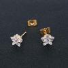 4 Pairs Golden Stainless Steel Round Star Multi Colors Cubic Zirconia Stud Earring Women Earrings Set(7mm Star x 4 Pairs)