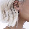 Cool Skull Devil Bone Drop Earring Studs Surgical Steel Crystal Dangle Earrings for Sensitive Ear Men Boy