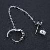 Cool Stainless Steel Cubic Zircon Hoop Earrings Stud Chain Punk Cartilage Earring for Double Pierced Ears