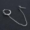 Cool Stainless Steel Cubic Zircon Hoop Earrings Stud Chain Punk Cartilage Earring for Double Pierced Ears