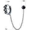 Cool Stainless Steel Cubic Zircon Hoop Earrings Stud Chain Punk Cartilage Earring for Double Pierced Ears