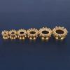 Double Flared Spiked Gold Stainless Steel Ear Tunnels Gauges Screw-Fit Ear Plugs Piercing Expander Stretching (Gauge=5/8″(16mm))