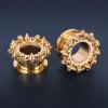 Double Flared Spiked Gold Stainless Steel Ear Tunnels Gauges Screw-Fit Ear Plugs Piercing Expander Stretching (Gauge=5/8″(16mm))