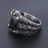 Men’s Stainless Steel Ring Square Large Stone Black/White Crystal Vintage Punk Ring Dragon Claw