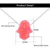 Multicolor Fatima Hamsa Hand Fire Opal Pendant Necklace with 925 Sterling Silver Chain Necklace 17.7” (Pink)