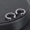 Punk Stainless Steel CZ Crystal Helix Cartilage Clip On Earrings Non Piercing Ear Cuffs Earrings for Women (Black)