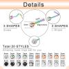 PunkTracker Nose Ring Surgical Steel Nose Rings for Women Nose Piercing Jewelry CZ Diamond L Shape Studs Screw 20G