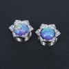 Synthetic Steel Sunflower Purple Opal Ear Plugs Tunnels Gauges Stretcher Piercings Jewelry (Gauge=9/16″(14mm))