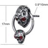 Unique Double Skull Dangle with Hoop Stainless Steel Crystal Earring Studs Gothic Biker Drop Earrings Men