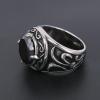 Vintage Retro Men Stainless Steel Jewelry With Circle White/Black Zircon Gothic Punk Ring for Men Engagement Wedding Ring