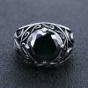 Vintage Retro Men Stainless Steel Jewelry With Circle White/Black Zircon Gothic Punk Ring for Men Engagement Wedding Ring