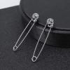 Womens Stainless Steel Punk Skull Stud Earrings Vintage Safety Pin Helix Drop Earrings Piercing Jewelry