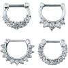 4Pcs Cubic Zirconia Septum Clicker Nose Rings 16g Stainless Steel Post Septum Piercing Jewelry