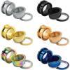 6Pairs 16g~1-3/16″ 1.2mm-30mm Screw Fit Ear Tunnels Stainless Steel Ear Plugs Gauge Stretcher Expander Kit (Gauge=4g(5mm))