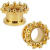 Double Flared Spiked Gold Stainless Steel Ear Tunnels Gauges Screw-Fit Ear Plugs Piercing Expander Stretching (Gauge=5/8″(16mm))