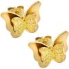 Fashion Cute Frosted Butterfly Stud Earrings Stainless Steel Ear Stud Helix Cartilage Earring Set Women (1 Pair Gold)