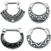 PunkTracker 4Pcs Vintage 316 Stainless Steel Septum Clicker Nose Rings 16g Bar Septum Nose Piercing Jewelry