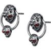 Unique Double Skull Dangle with Hoop Stainless Steel Crystal Earring Studs Gothic Biker Drop Earrings Men