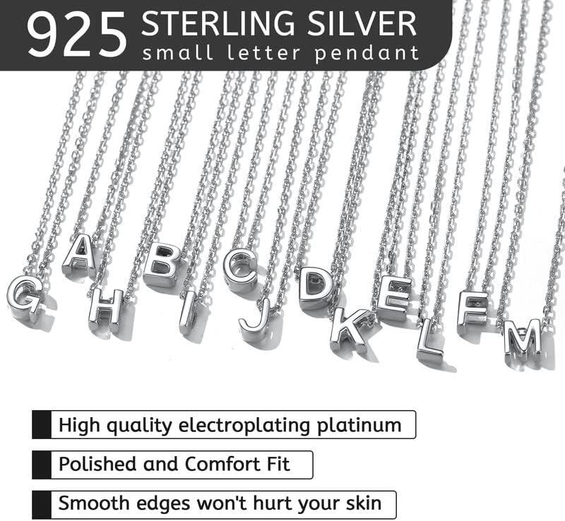 imageA Initial Necklace 925 Sterling Silver Letter Pendant Personalized 26 Alphabet Necklaces for Women Men Gift with 18quot Rolo Chain