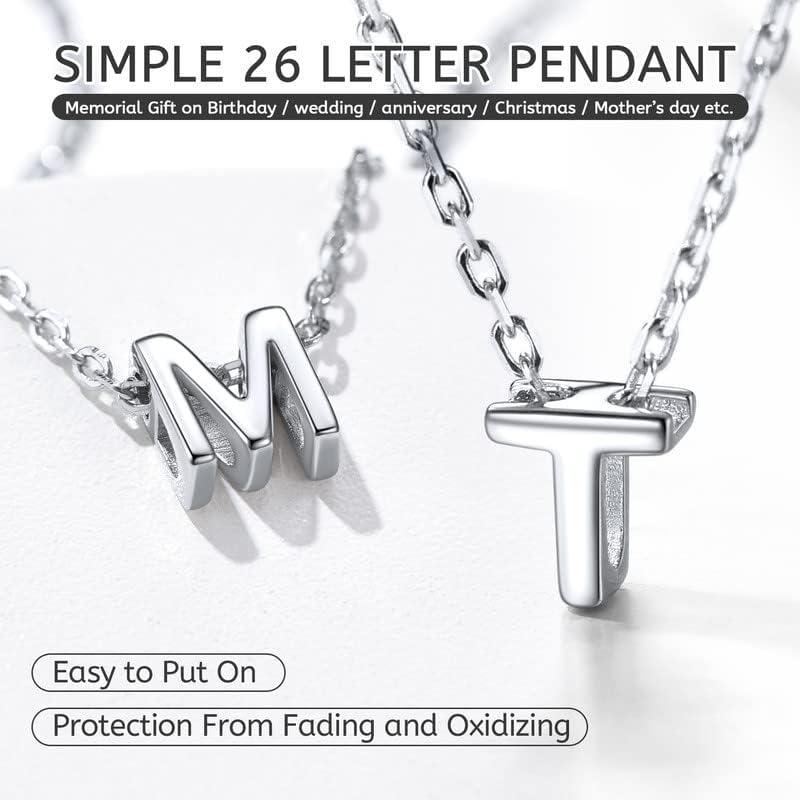 imageA Initial Necklace 925 Sterling Silver Letter Pendant Personalized 26 Alphabet Necklaces for Women Men Gift with 18quot Rolo Chain