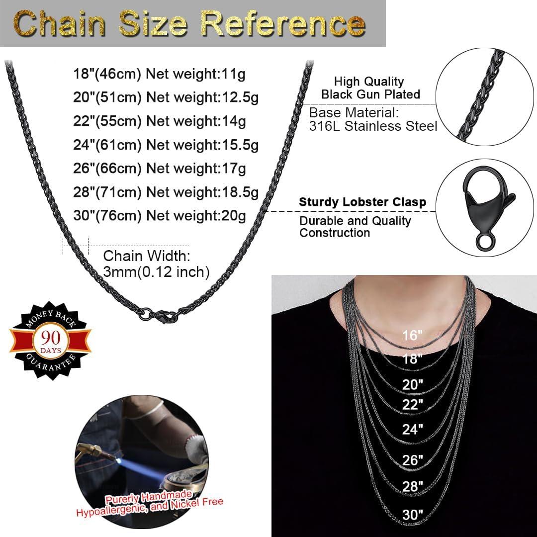 imageChainsHouse 2MM Snake Chain Necklace for Men 14K GoldBlackStainless Steel Simple Chains for Pendants or Solo Wear Hypoallergenic Mens Jewelry Gift for Father 16quot30quot LengthH Black3mmW