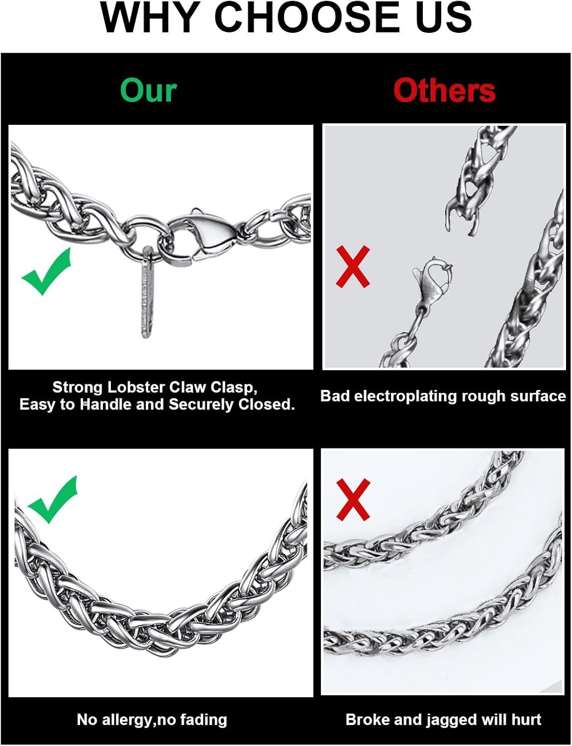 imageChainsHouse 2MM Snake Chain Necklace for Men 14K GoldBlackStainless Steel Simple Chains for Pendants or Solo Wear Hypoallergenic Mens Jewelry Gift for Father 16quot30quot LengthE Steel6mmW