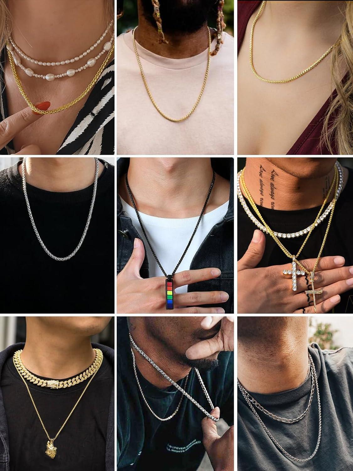 imageChainsHouse 2MM Snake Chain Necklace for Men 14K GoldBlackStainless Steel Simple Chains for Pendants or Solo Wear Hypoallergenic Mens Jewelry Gift for Father 16quot30quot LengthE Steel6mmW