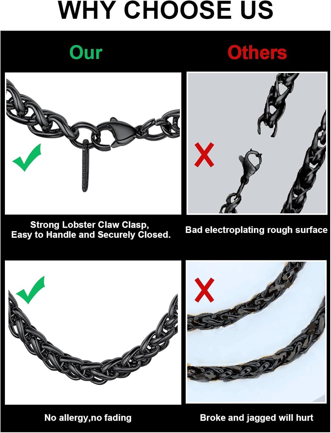 imageChainsHouse 2MM Snake Chain Necklace for Men 14K GoldBlackStainless Steel Simple Chains for Pendants or Solo Wear Hypoallergenic Mens Jewelry Gift for Father 16quot30quot LengthH Black3mmW