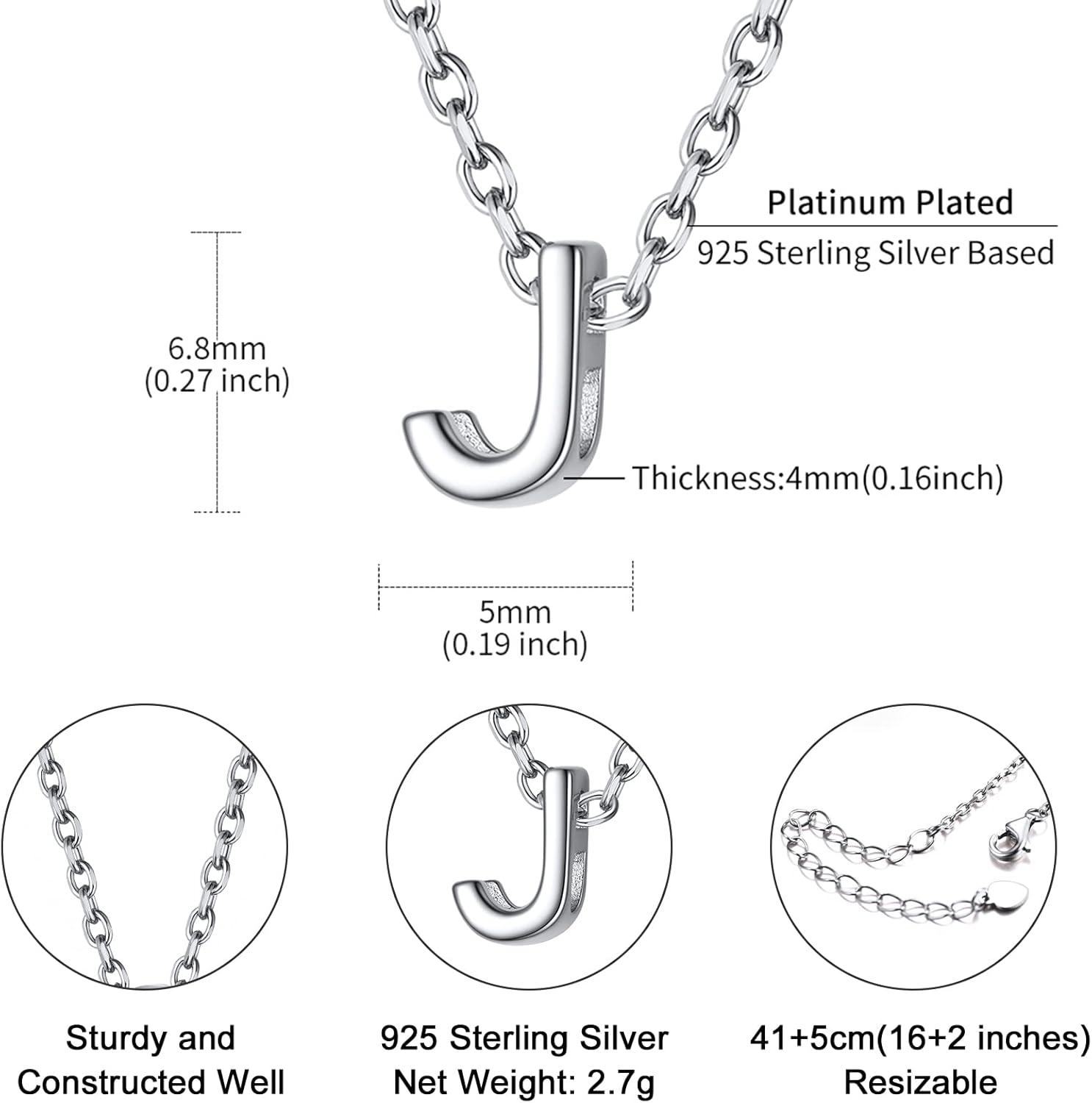 imageChainsHouse 925 Sterling Silver Initial Necklace Letter Necklaces for Women J Initial