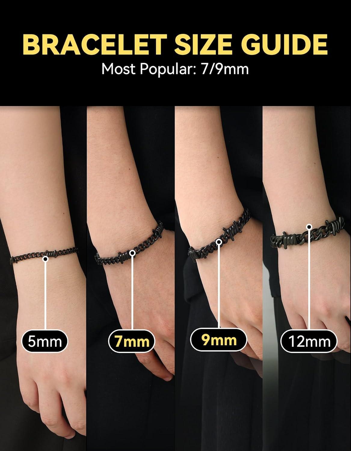 imageChainsHouse Barbed Wire Bracelet Cuban Link Chain Bracelet for Men Stainless Steel Gothic Punk Thorns Hand Chain Hip Hop Jewelry 57912mm Width 7quot83quot Length Send Gift BoxJ7mmCool Black