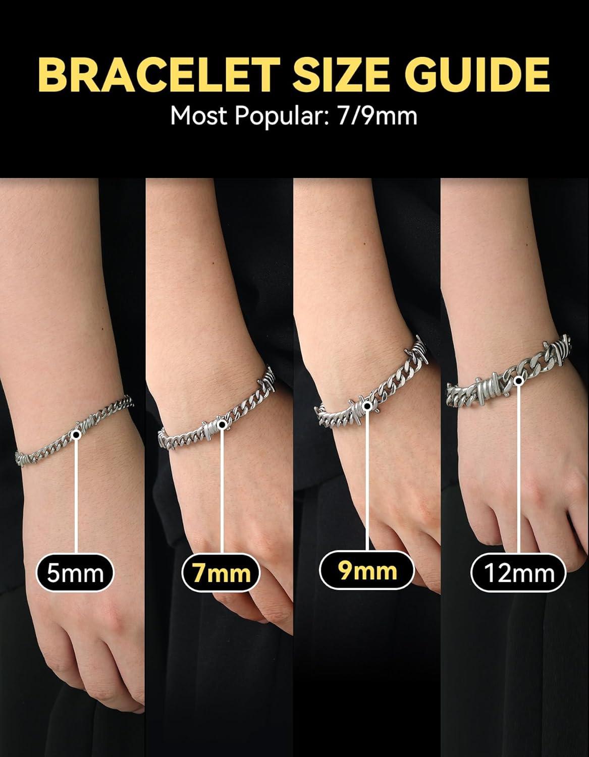 imageChainsHouse Barbed Wire Bracelet Cuban Link Chain Bracelet for Men Stainless Steel Gothic Punk Thorns Hand Chain Hip Hop Jewelry 57912mm Width 7quot83quot Length Send Gift BoxC9mmStainless Steel