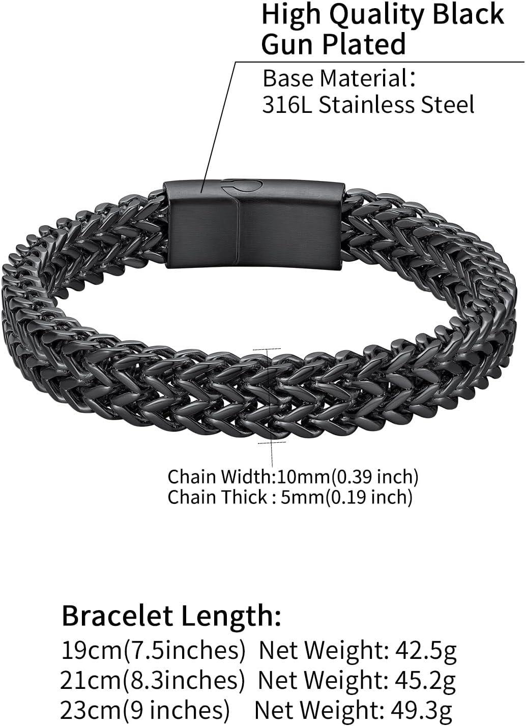 imageChainsHouse Bracelet for Men Franco Curb Chain Link with Sturdy Clasp 75839 Inches Length 61012MM Width Bracelet Chain Gift for Dad Husband Fathers Day BirthdayE 10mmBlack