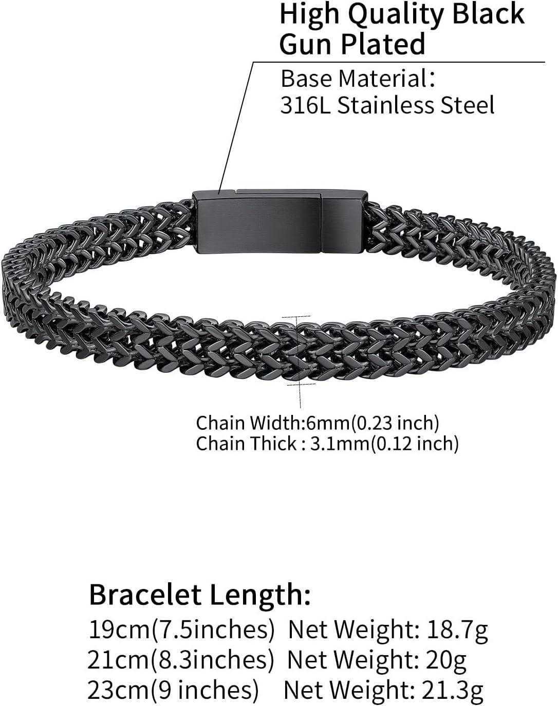 imageChainsHouse Bracelet for Men Franco Curb Chain Link with Sturdy Clasp 75839 Inches Length 61012MM Width Bracelet Chain Gift for Dad Husband Fathers Day BirthdayD 6mmBlack